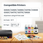 Splashjet 71 Compatible Refill Ink for Canon Pixma G2020, G2021, G2060, G2730, G3020, G3021, G4770, G3770, G1020 Printer – (PGBK x 135gm) (C/M/Y x 70gm) - Image 9